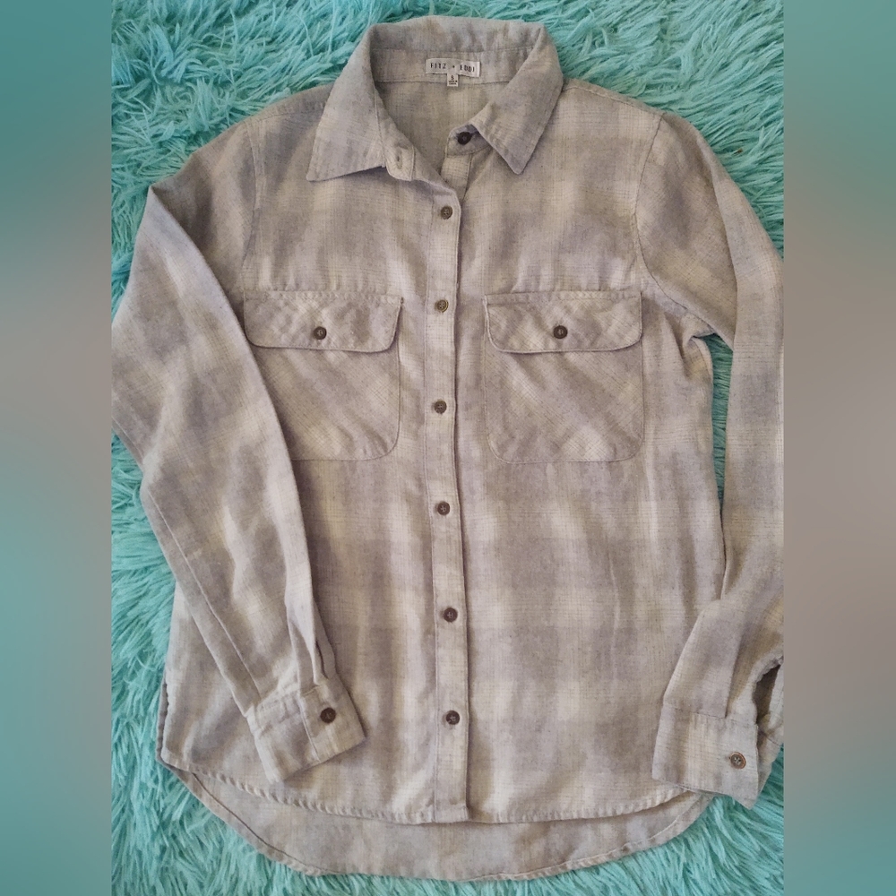 Long sleeved Fitz + Eddi button up shirt.